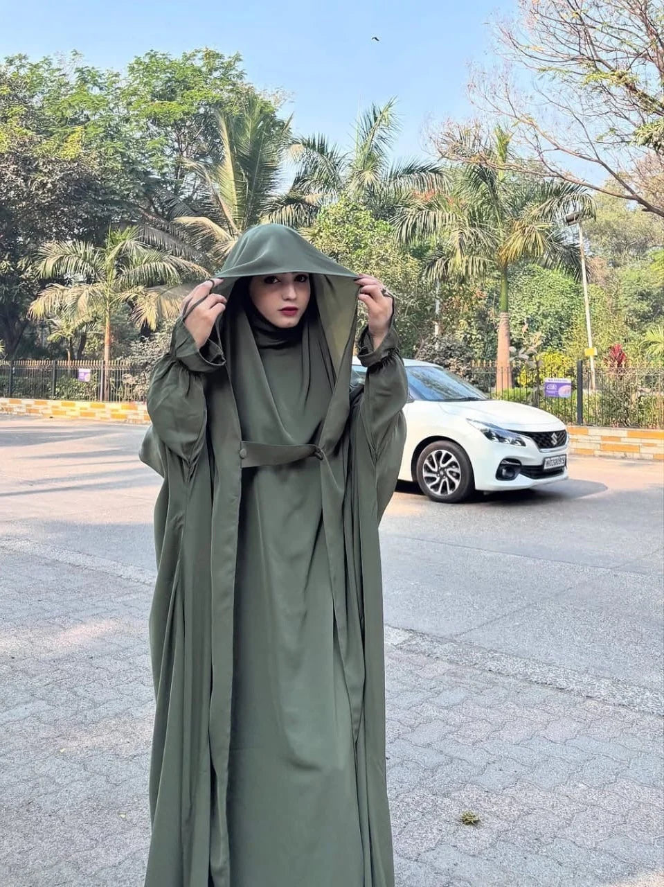 Premium Saudi Jilbab 1-Piece Full Length – Olive Green