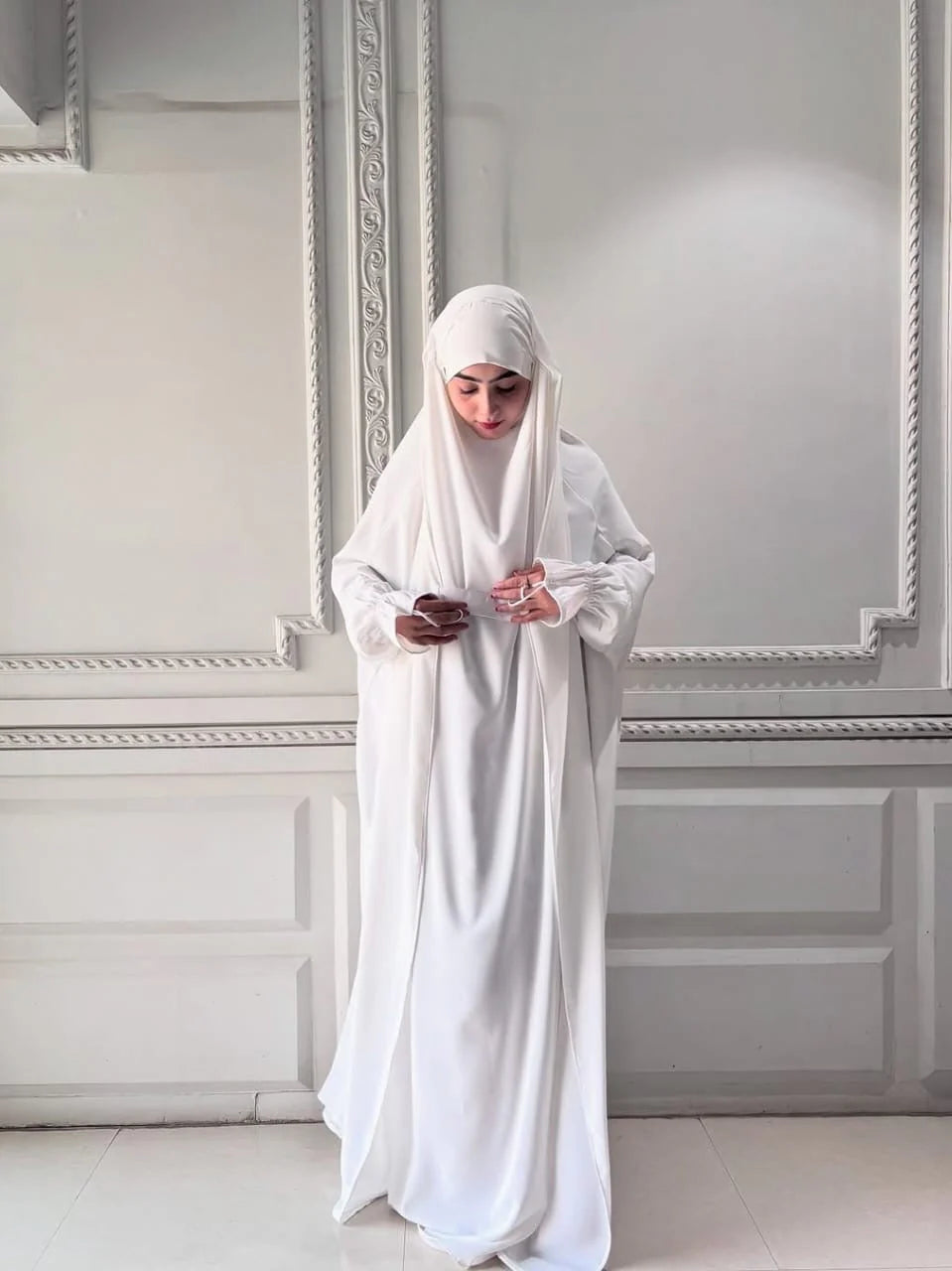 Premium Saudi Jilbab 1-Piece Full Length – white