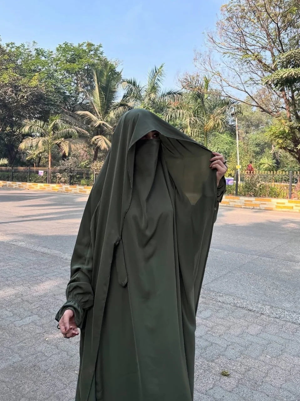 Premium Saudi Jilbab 1-Piece Full Length – Olive Green