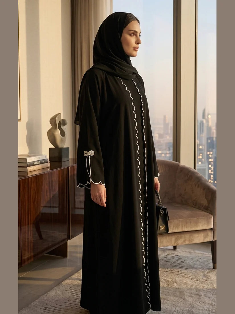 The Bow Accent Abaya (Premium Fabric)