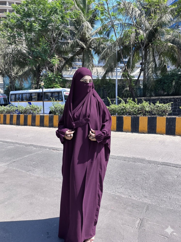 Sale Premium Saudi Jilbab 1-Piece Full Length – Deep Purple