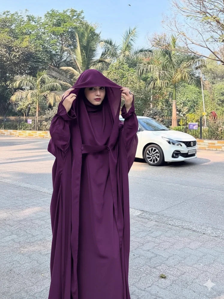 Sale Premium Saudi Jilbab 1-Piece Full Length – Deep Purple