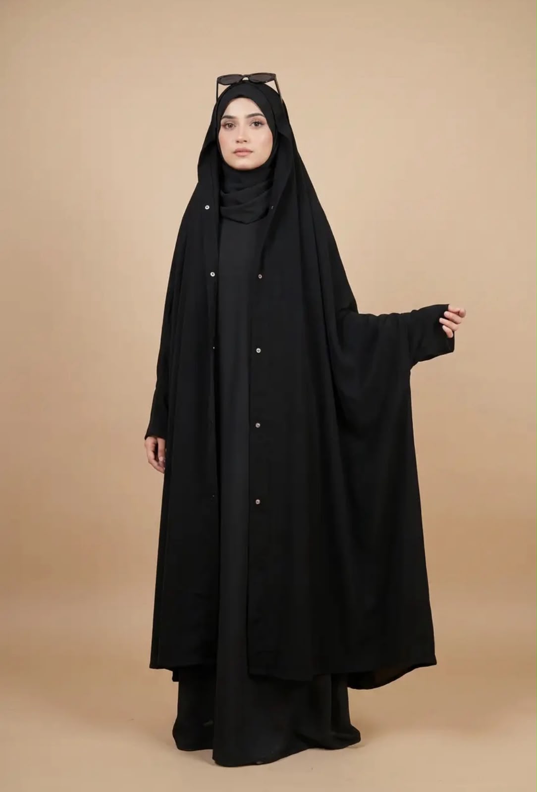 70% OFF — Irani / Iraqi Chadar with Sleeves & Buttons (High-Quality Imported Nida Fabric)