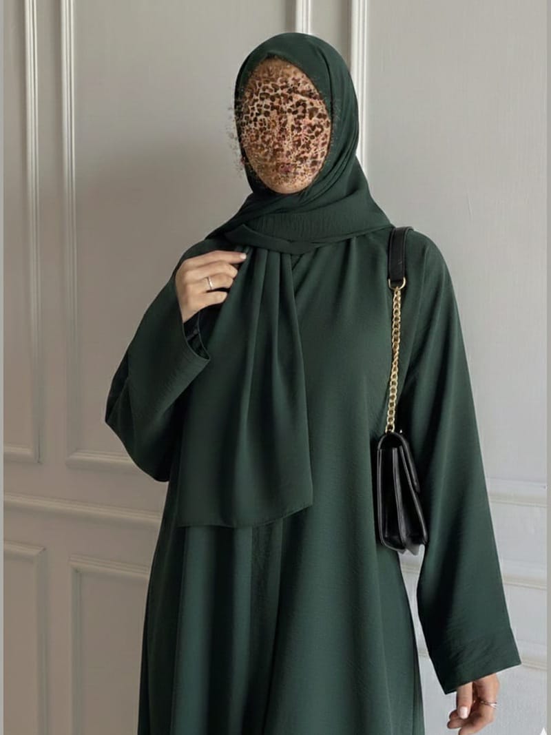 Premium Zoom Front Open Abaya – Free Scarf included ( Green ) 60% OFF