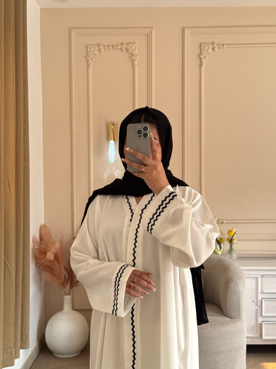 Royal Khizra Embroidered Abaya White