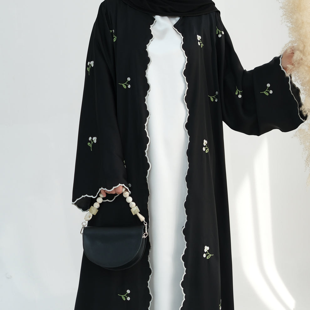 Scallops floral abaya with Inner
