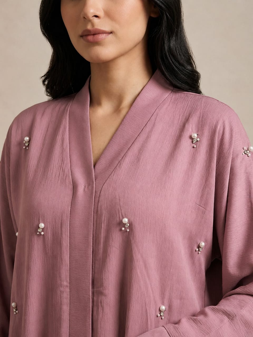Rose Pearl Embellished Abaya