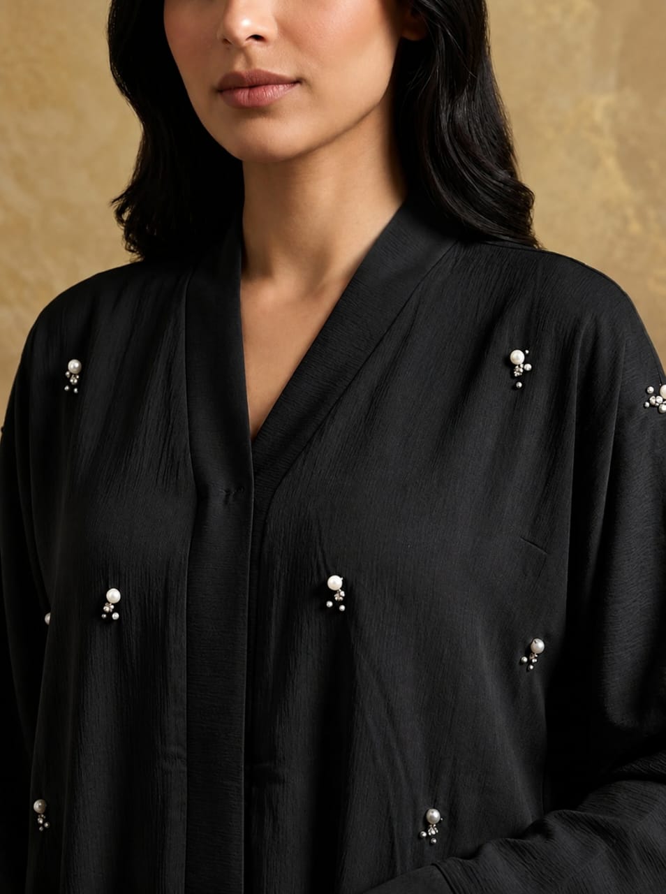 Noir Pearl Embellished Abaya
