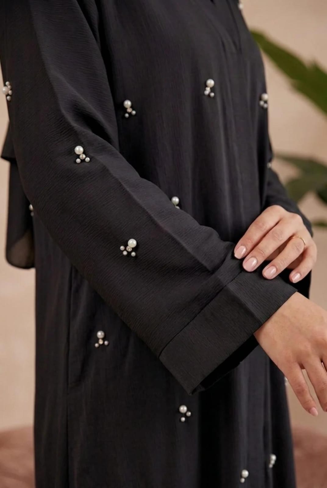 Noir Pearl Embellished Abaya