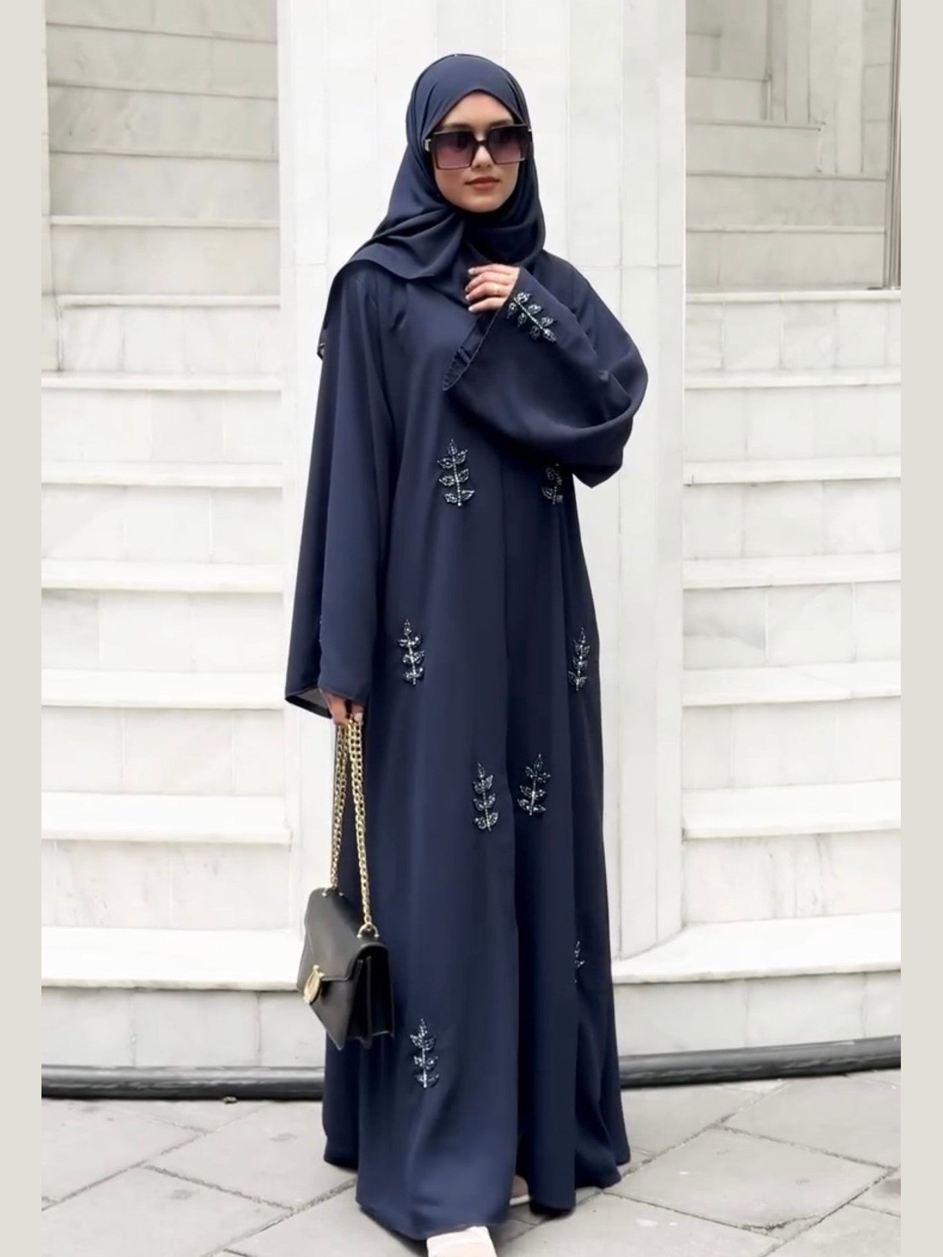 Luxe Handwork Blue Abaya