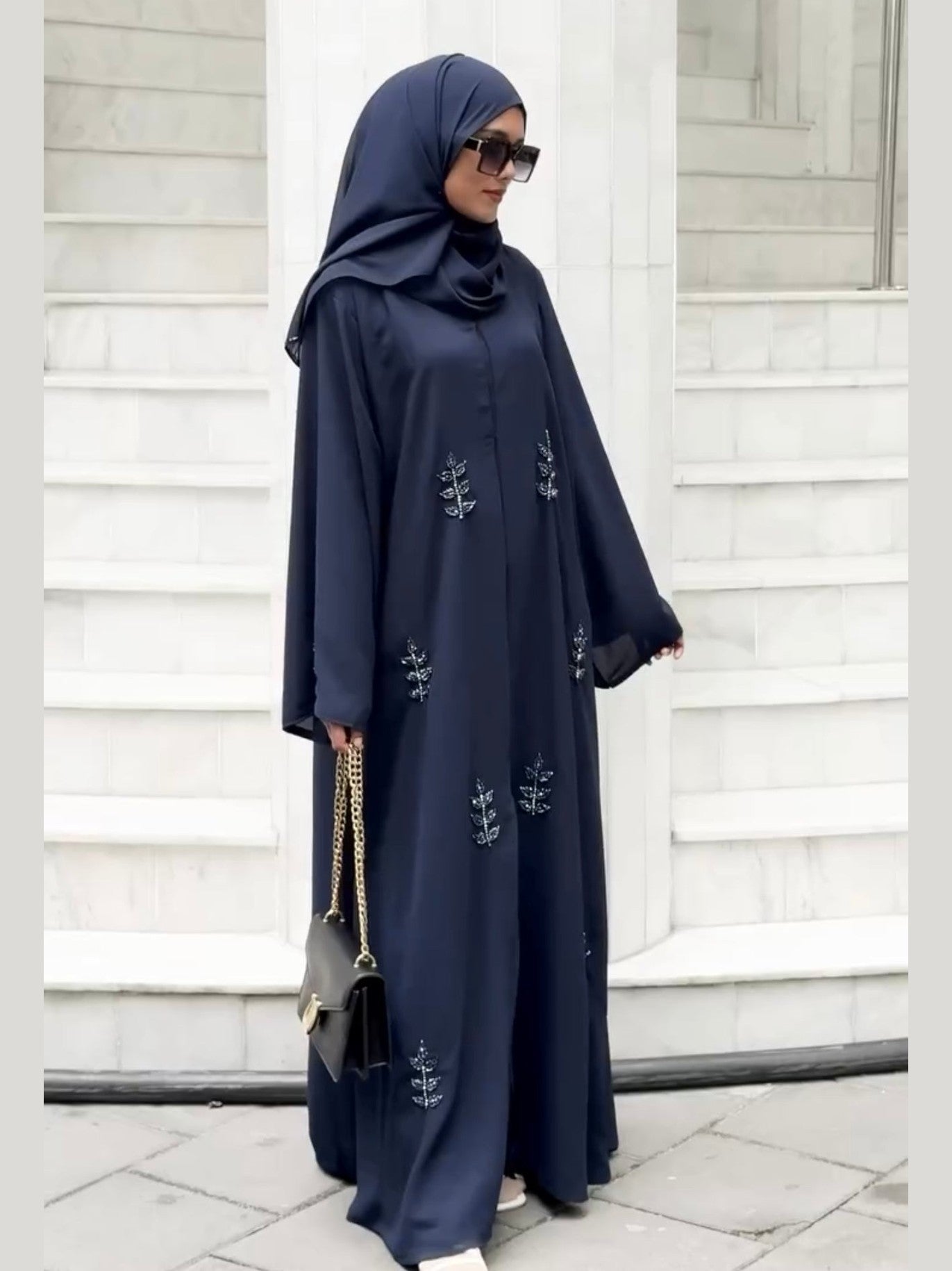 Luxe Handwork Blue Abaya