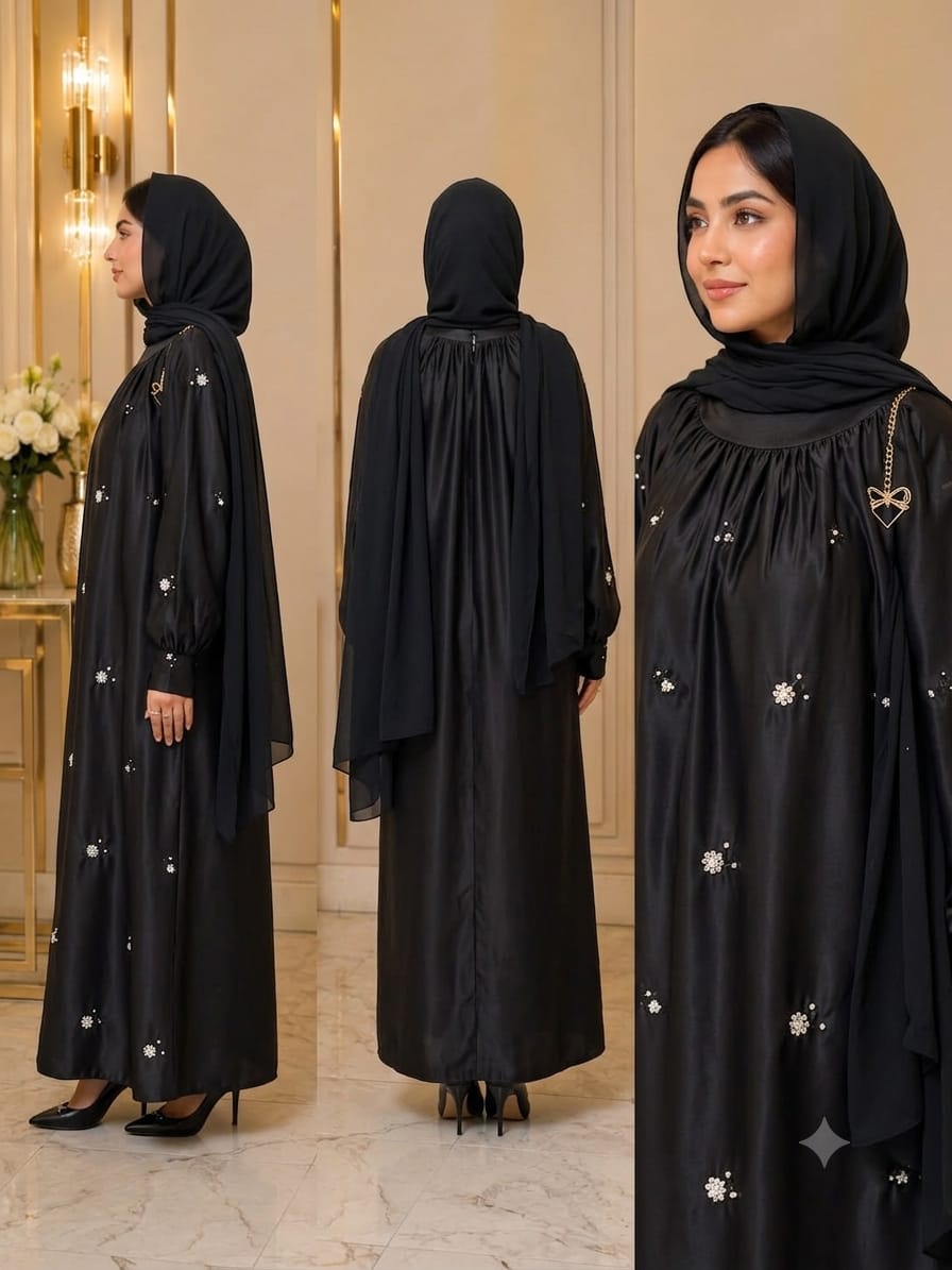 Noir Blossom Luxe Abaya