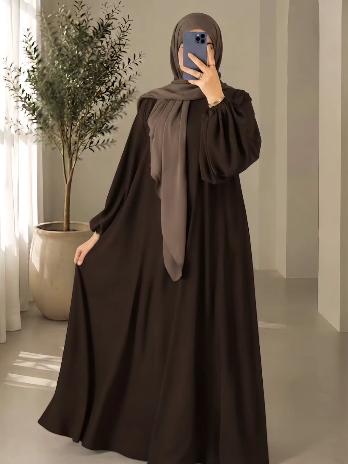 Premium Basic Maxi Style Abaya Brown